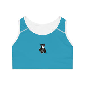 Turquoise Jolly Bear Sports Bra