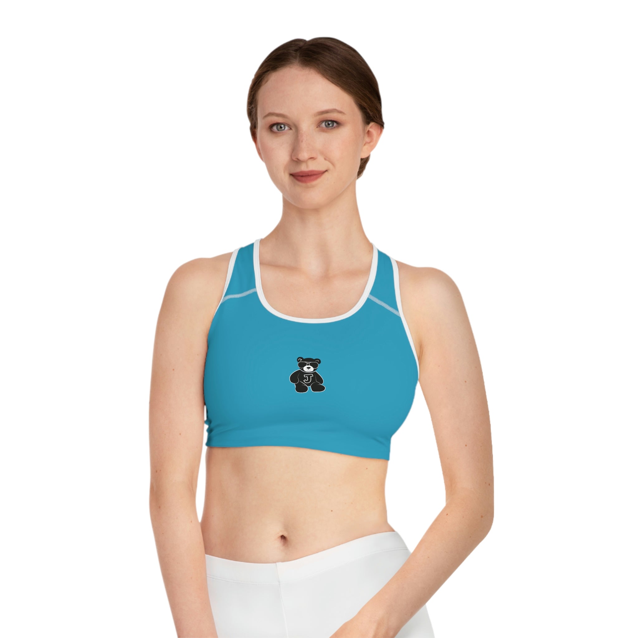 Turquoise Jolly Bear Sports Bra